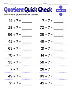 Quotient Quick Check: Divide by 7