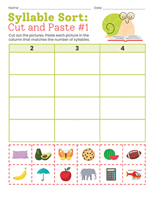 Syllable Sort: Cut and Paste #1