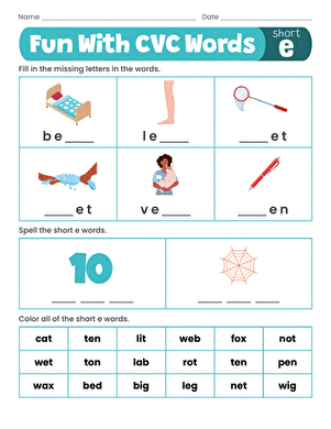 Fun With Short E CVC Words