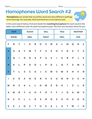 Homophones Word Search #2