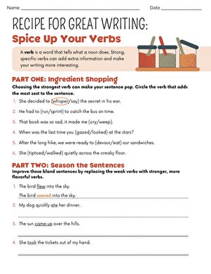 Recipe for Great Writing: Spice Up Your Verbs