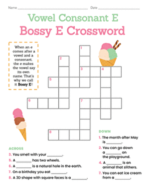 Vowel Consonant E: Bossy E Crossword