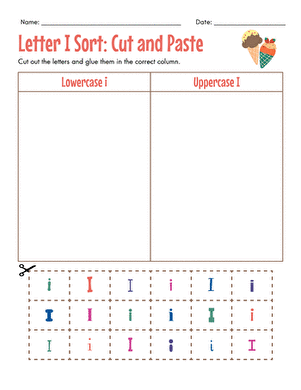 Letter I Sort: Cut and Paste