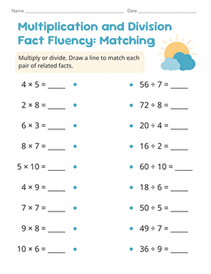 Multiplication and Division Fact Fluency: Matching