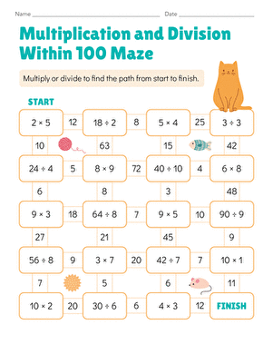 Multiplication and Division Within 100 Maze