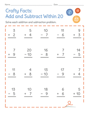 Crafty Facts: Add and Subtract Within 20