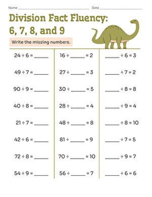 Division Fact Fluency: 6, 7, 8, and 9