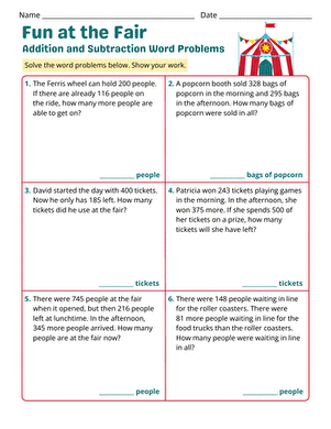 Fun at the Fair: Addition and Subtraction Word Problems