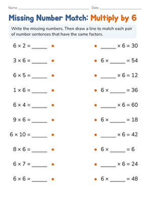 Missing Number Match: Multiply by 6