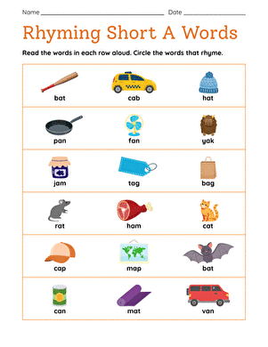 Rhyming Short A Words