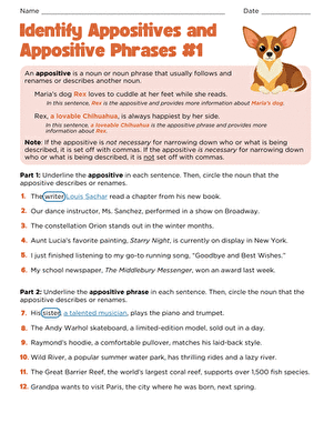 Identify Appositives and Appositive Phrases #1