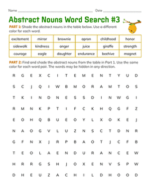 Abstract Nouns Word Search #3