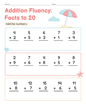 Addition Fluency: Facts to 20