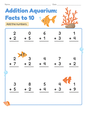 Addition Aquarium: Facts to 10