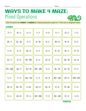 Ways to Make 4 Maze: Mixed Operations