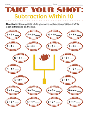 Take Your Shot: Subtraction Within 10