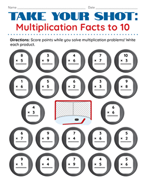 Take Your Shot: Multiplication Facts to 10