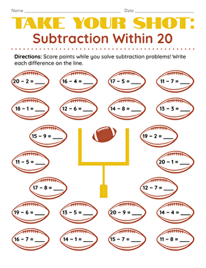 Take Your Shot: Subtraction Within 20
