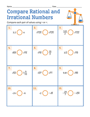 Compare Rational and Irrational Numbers