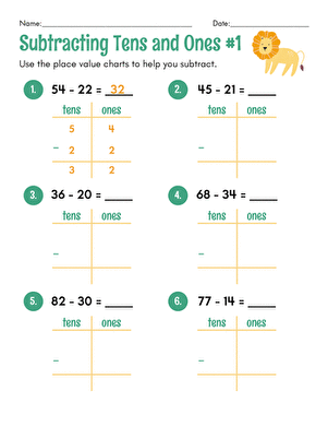 Subtracting Tens and Ones #1