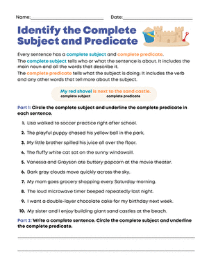 Identify the Complete Subject and Predicate