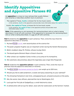 Identify Appositives and Appositive Phrases #2