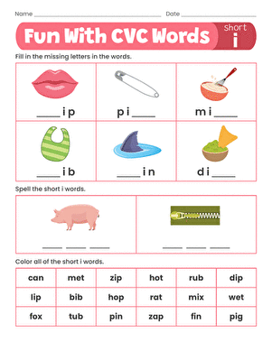 Fun With Short I CVC Words
