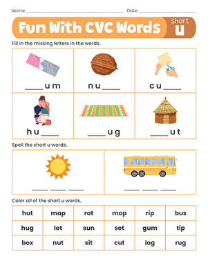 Fun With Short U CVC Words