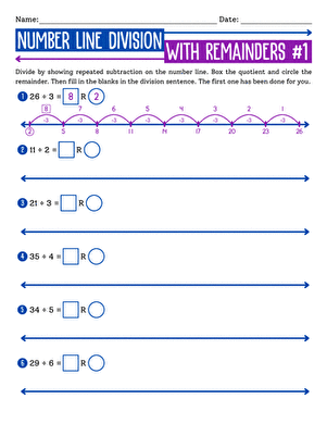 Number Line Division With Remainders #1