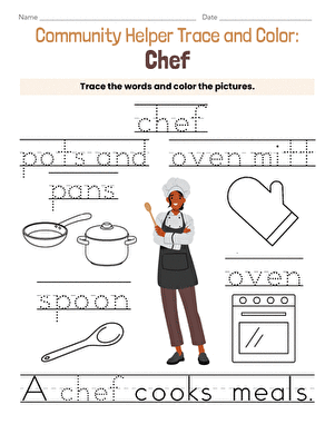Community Helper Trace and Color: Chef