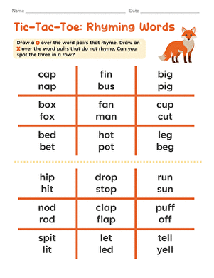 Tic-Tac-Toe: Rhyming Words