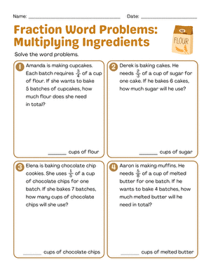 Fraction Word Problems: Multiplying Ingredients