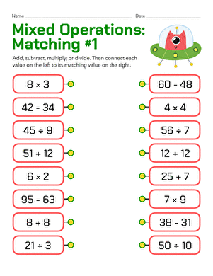 Mixed Operations: Matching #1