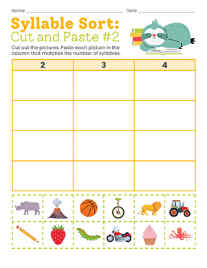 Syllable Sort: Cut and Paste #2