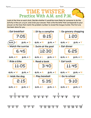 Time Twister: Practice With A.M. and P.M.