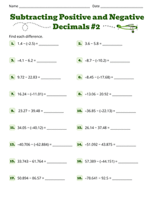 Subtracting Positive and Negative Decimals #2