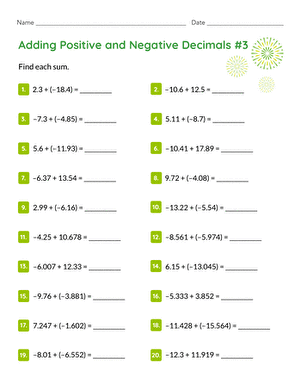 Adding Positive and Negative Decimals #3