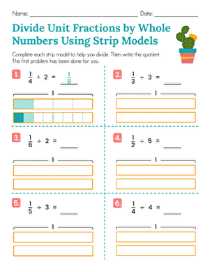 Divide Unit Fractions by Whole Numbers Using Strip Models