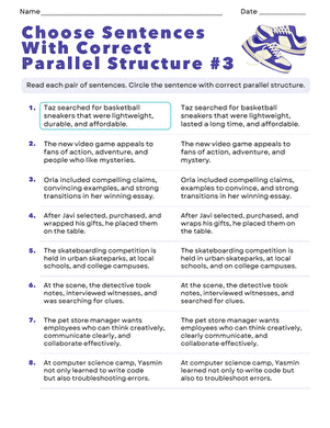 Choose Sentences With Correct Parallel Structure #3