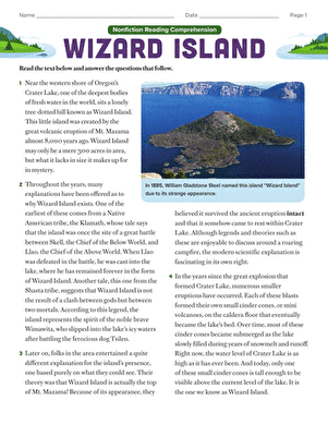 Nonfiction Reading Comprehension: Wizard Island