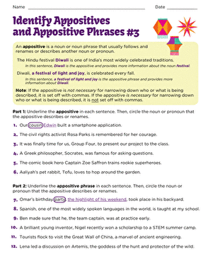 Identify Appositives and Appositive Phrases #3
