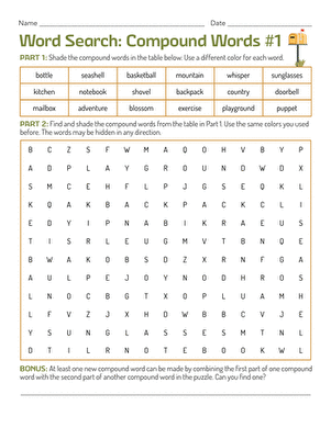 Word Search: Compound Words #1