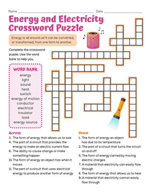 Energy and Electricity Crossword Puzzle