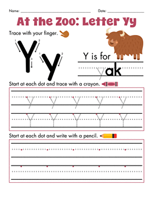 At the Zoo: Letter Yy