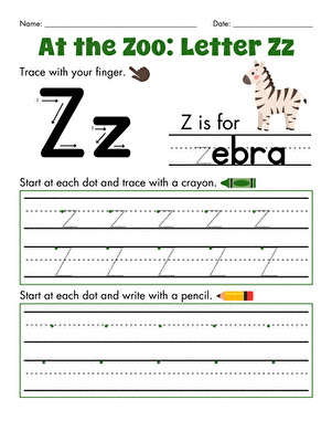 At the Zoo: Letter Zz