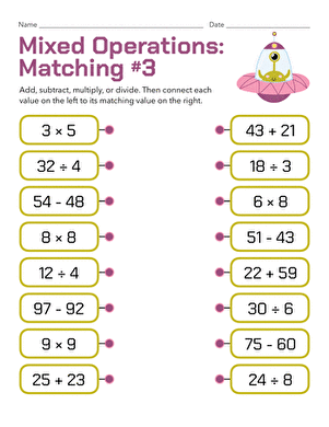 Mixed Operations: Matching #3