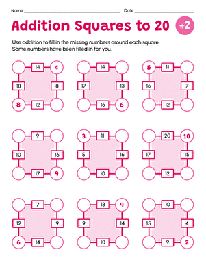 Addition Squares to 20 #2
