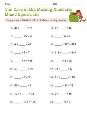 The Case of the Missing Numbers: Mixed Operations