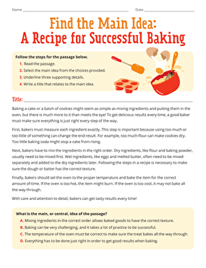 Find the Main Idea: A Recipe for Successful Baking