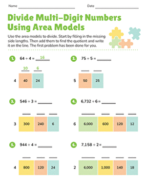 Divide Multi-Digit Numbers Using Area Models